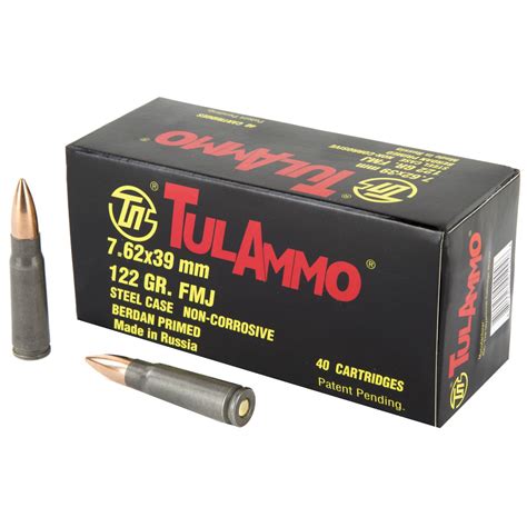 tulammo 7.62 x39mm 124 gr fmj steel case 40 box|Tula Ammo 7.62x39mm Ammo .